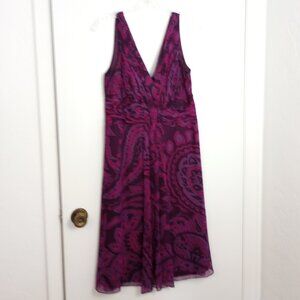 Donna Morgan Purple Paisley Silk Chiffon Fairycore Dress